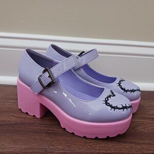 KOI Purple Pink Barbed Wire Heart Platform Mary Janes US‎ Size 5 Cosplay